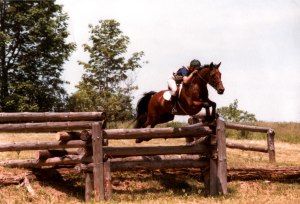 Helen jumping Easy Street, Logs